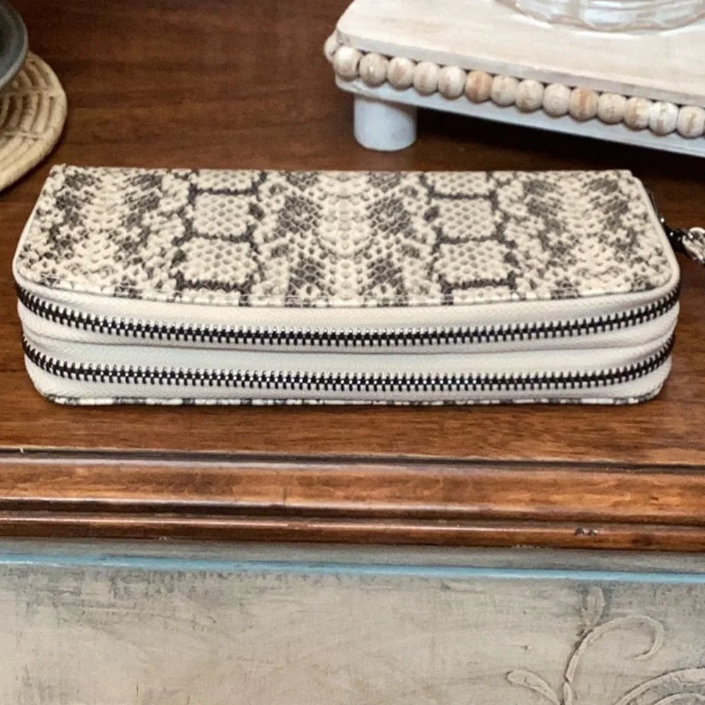 A New Day snakeskin double zip wallet with removable wristlet strap